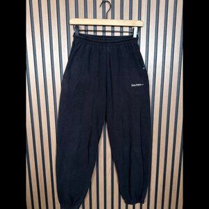 iets frans Joggers XS Womens Black Fleece Pull On Sweatpants Logo